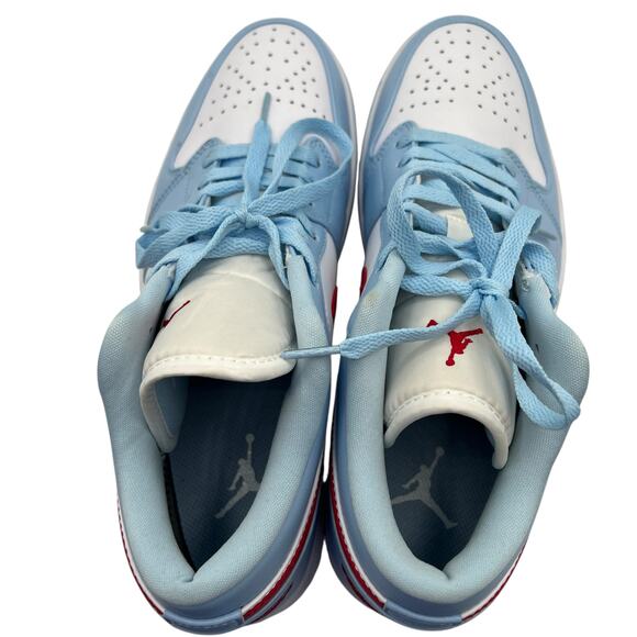 Nike Air Jordan 1 Low Blue Red White Leather Swoosh Womens 11 DC0774-164 Sneaker - Picture 12 of 16